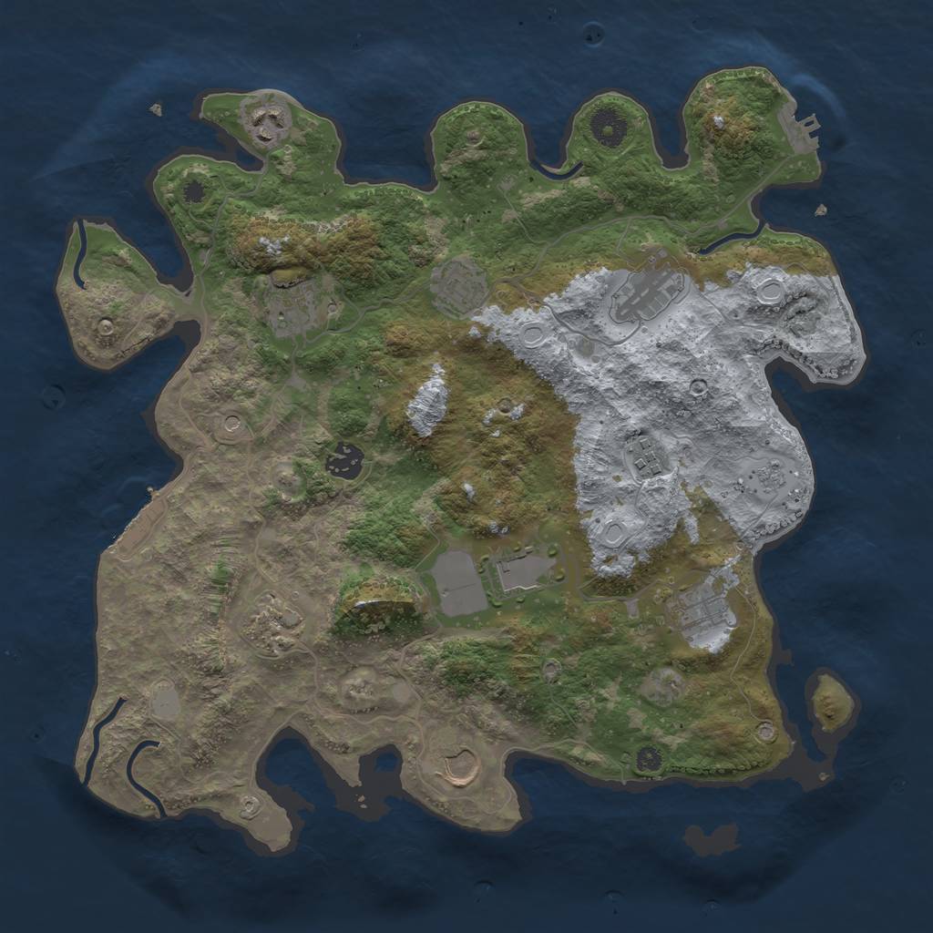 Rust Map: Procedural Map, Size: 3750, Seed: 134000742, 17 Monuments