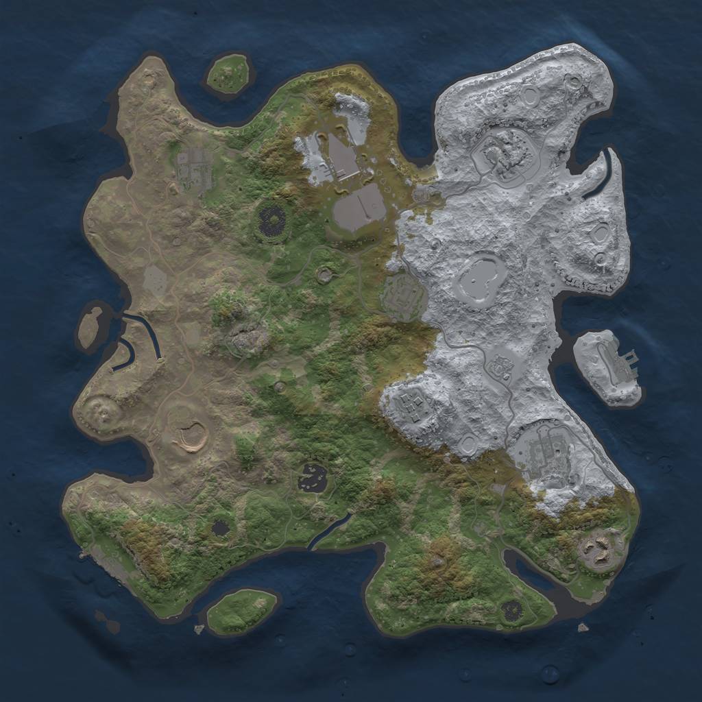 Rust Map: Procedural Map, Size: 3500, Seed: 104939097, 15 Monuments
