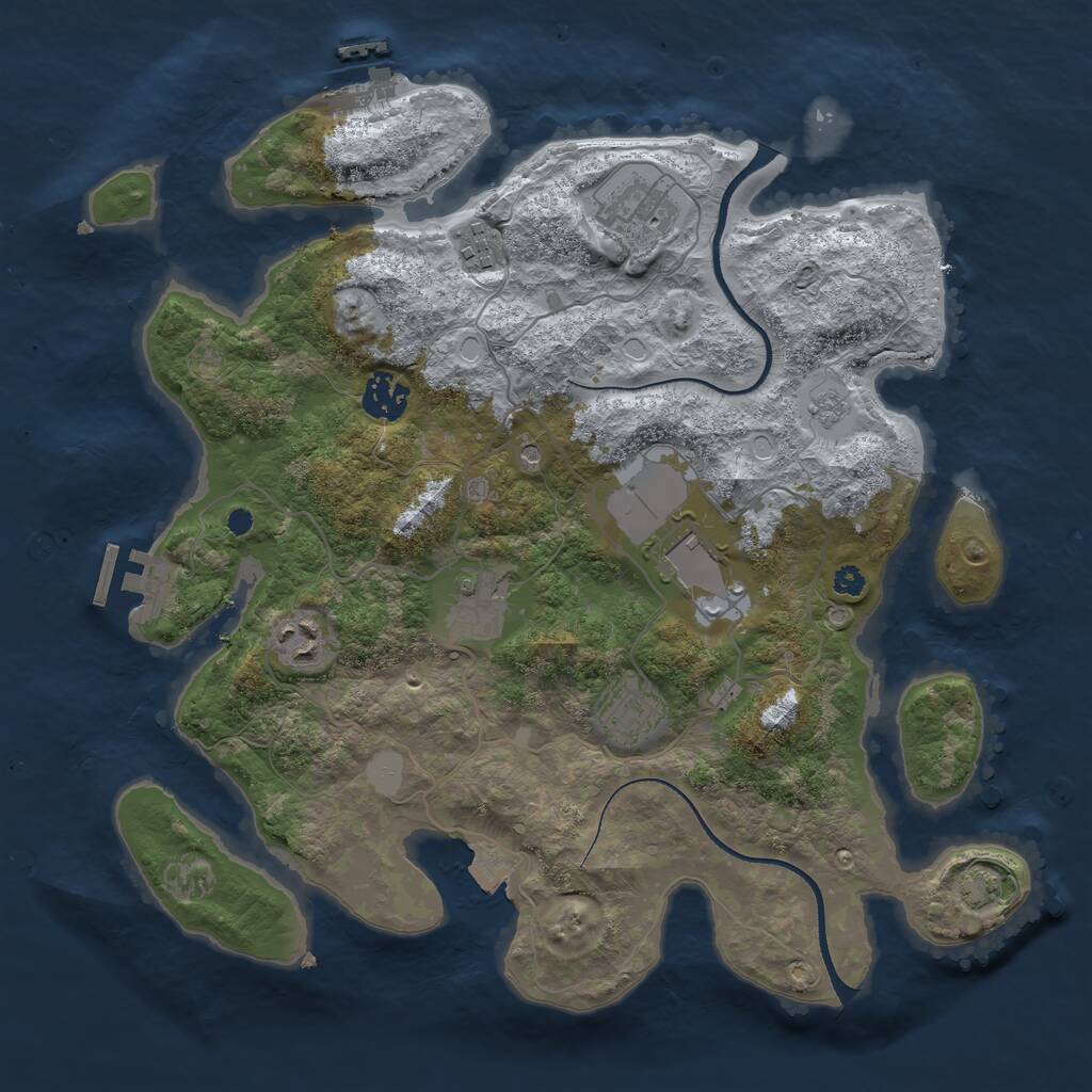 Rust Map: Procedural Map, Size: 3500, Seed: 132912636, 13 Monuments