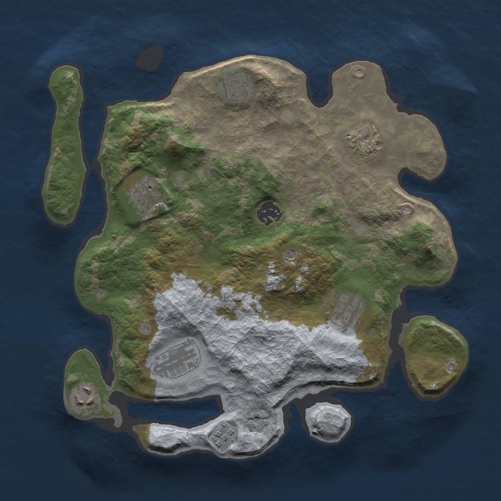 Rust Map: Barren, Size: 3300, Seed: 837826008, 11 Monuments