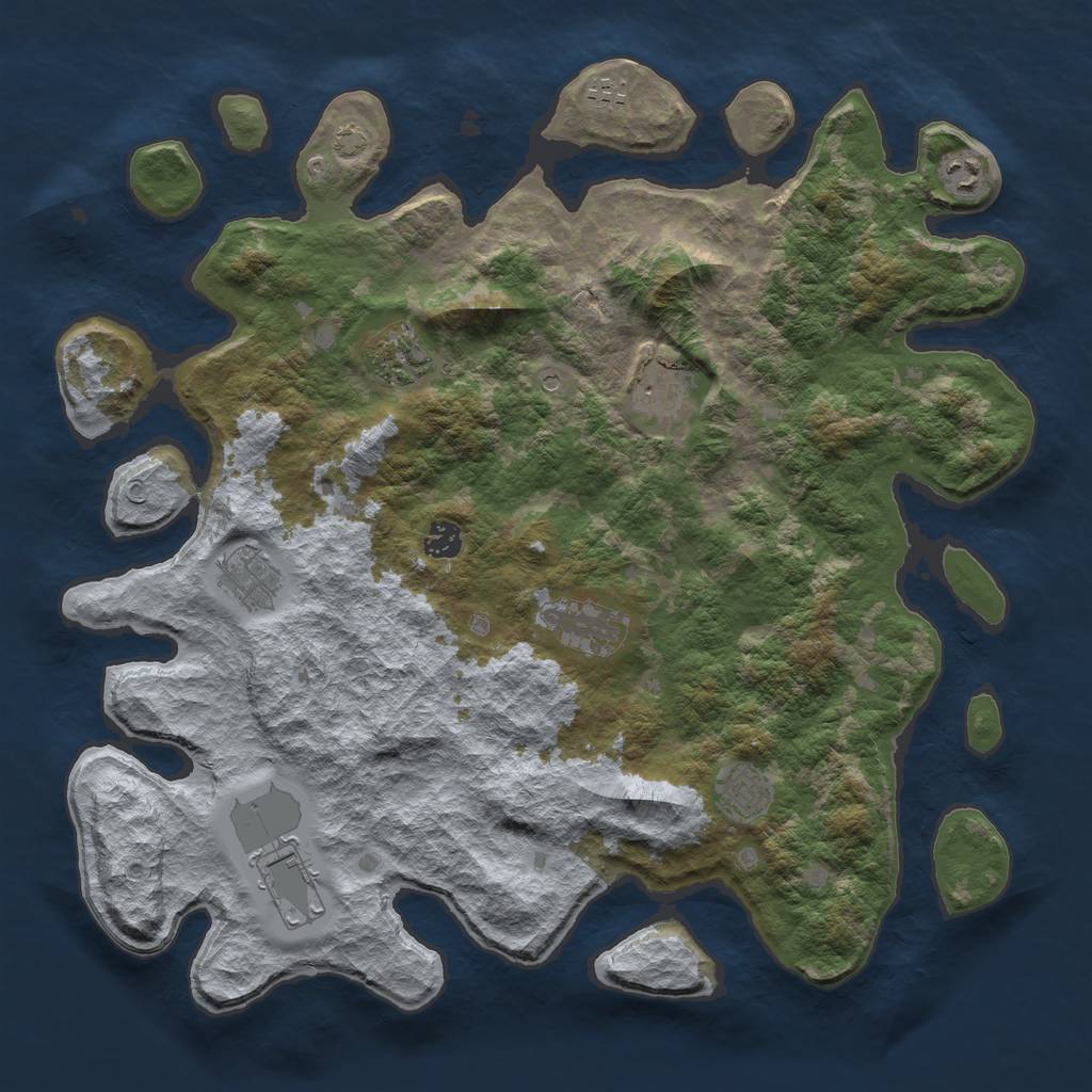Rust Map: Barren, Size: 4250, Seed: 1983483, 13 Monuments