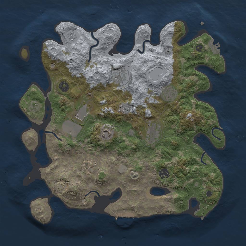 Rust Map: Procedural Map, Size: 3500, Seed: 28794308, 16 Monuments