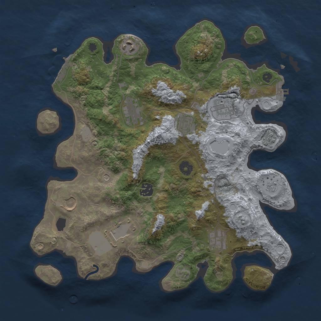 Rust Map: Procedural Map, Size: 3500, Seed: 1938513712, 16 Monuments
