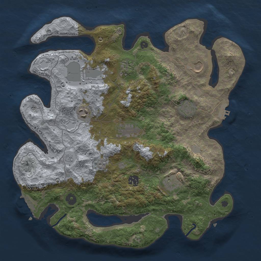 Rust Map: Procedural Map, Size: 3550, Seed: 367460, 16 Monuments