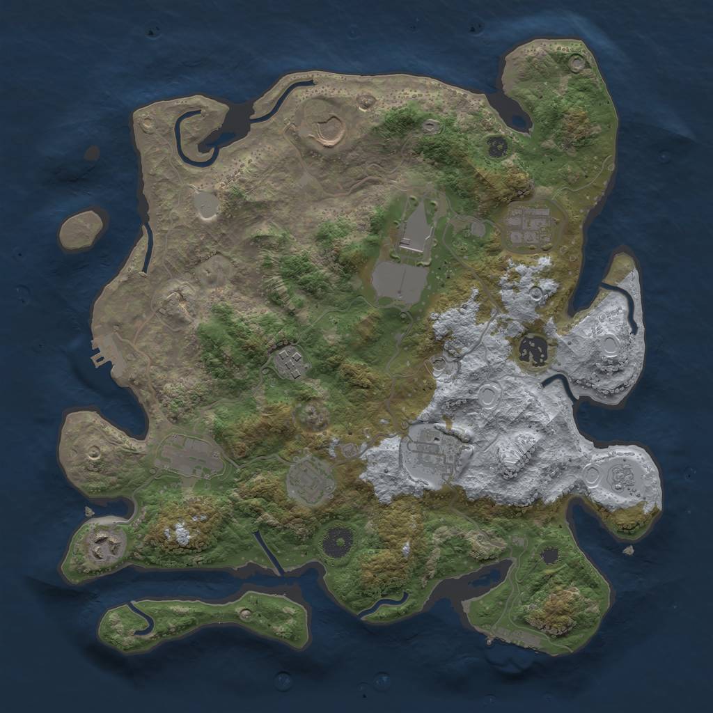 Rust Map: Procedural Map, Size: 3500, Seed: 974911173, 16 Monuments