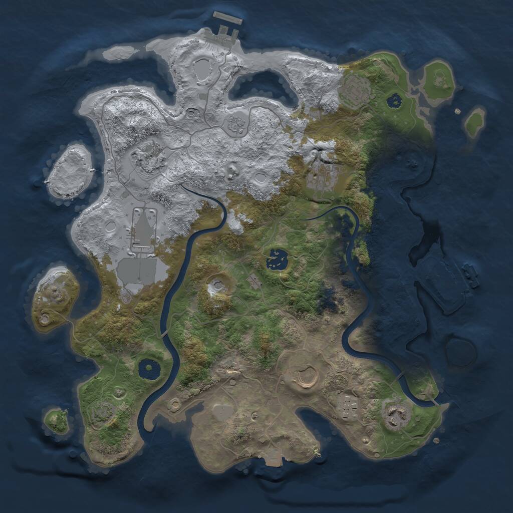 Rust Map: Procedural Map, Size: 3500, Seed: 402002321, 14 Monuments