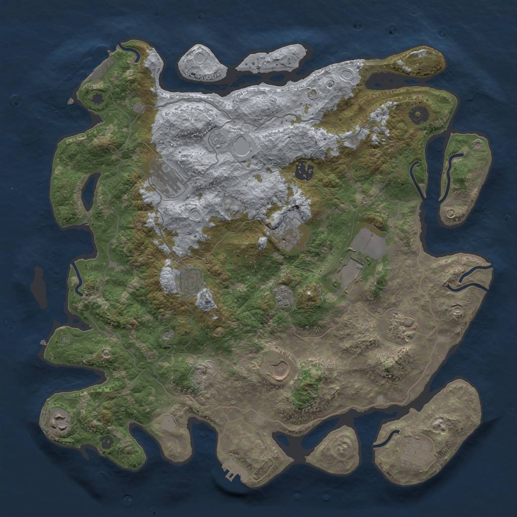 Rust Map: Procedural Map, Size: 4000, Seed: 554571483, 17 Monuments