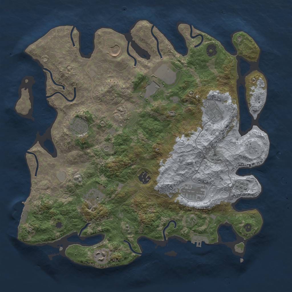 Rust Map: Procedural Map, Size: 3700, Seed: 878238400, 17 Monuments