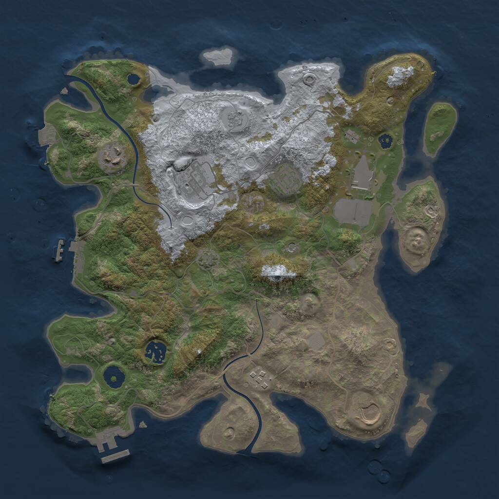 Rust Map: Procedural Map, Size: 3500, Seed: 957522943, 13 Monuments