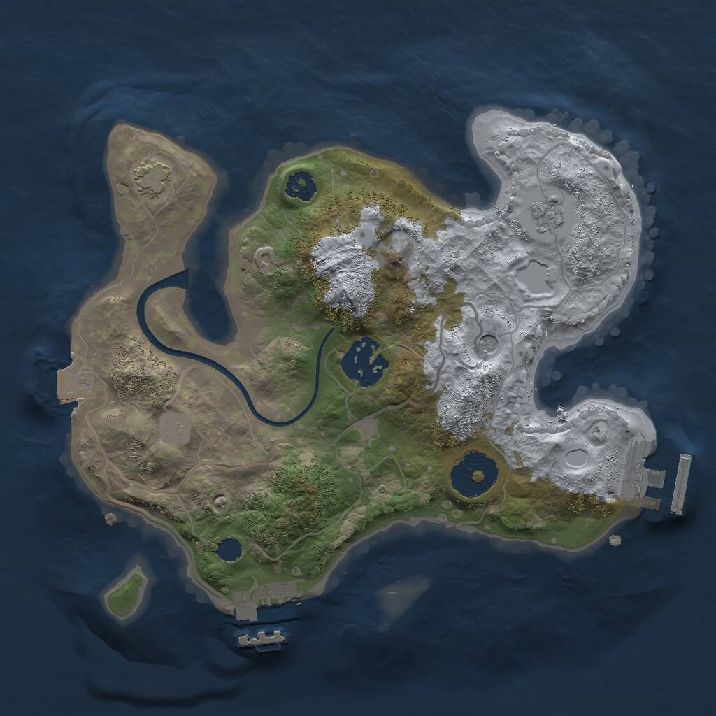 Rust Map: Procedural Map, Size: 2400, Seed: 1421399428, 7 Monuments