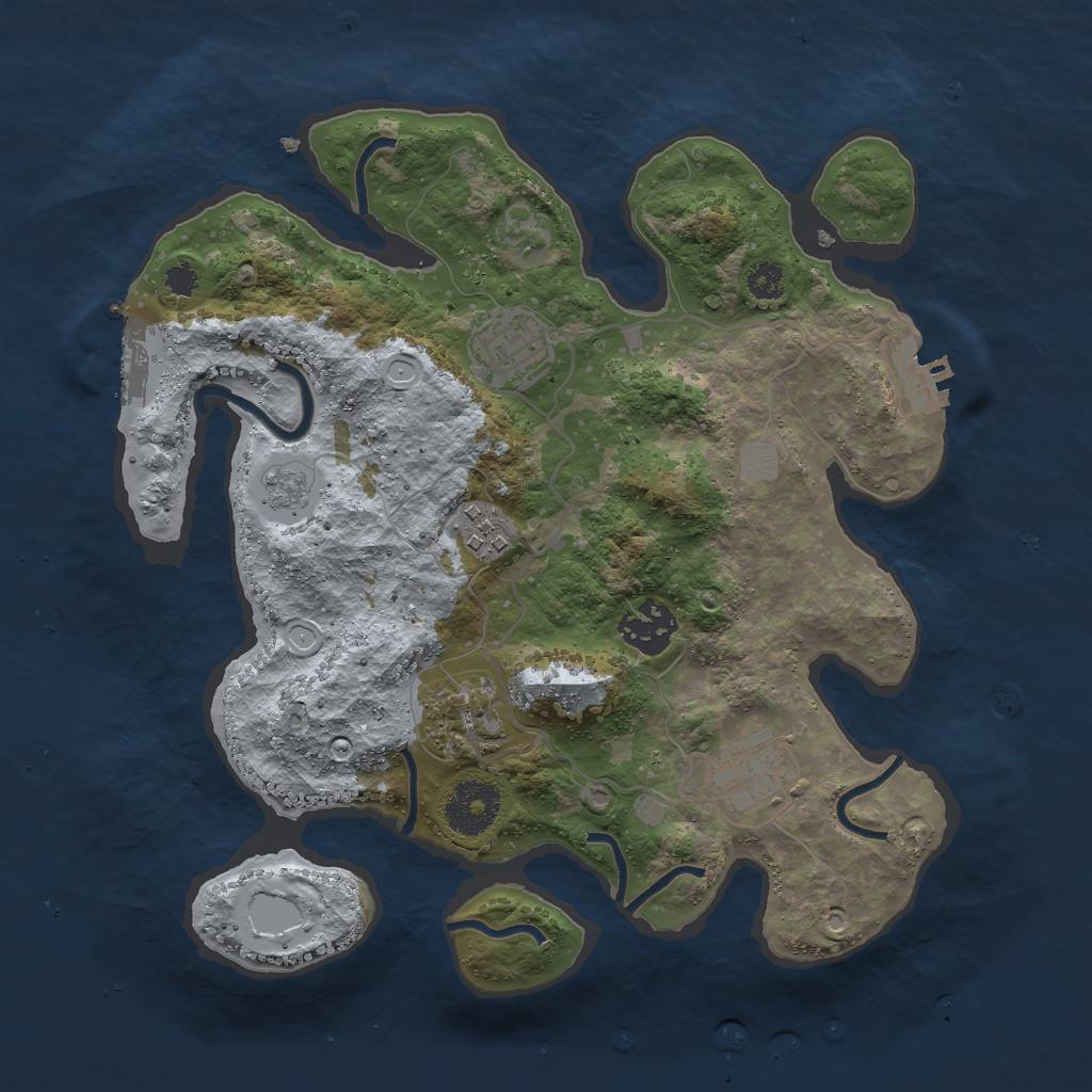 Rust Map: Procedural Map, Size: 3000, Seed: 1294921519, 11 Monuments