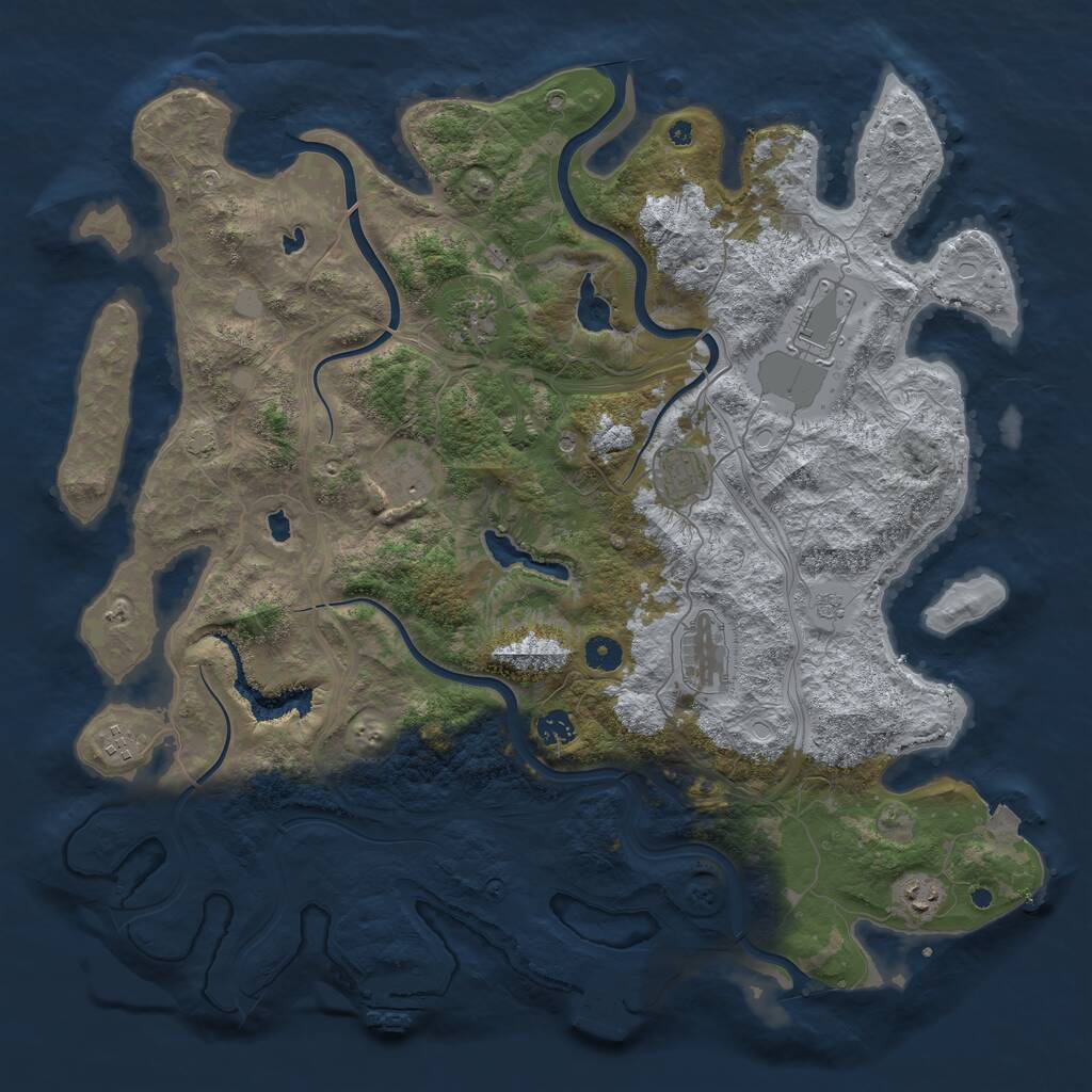Rust Map: Procedural Map, Size: 4500, Seed: 736133819, 14 Monuments