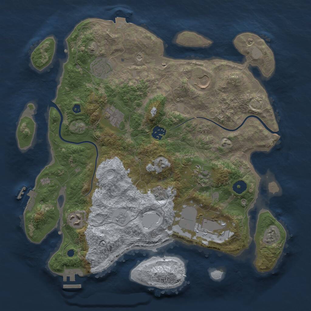 Rust Map: Procedural Map, Size: 3500, Seed: 1352418443, 14 Monuments