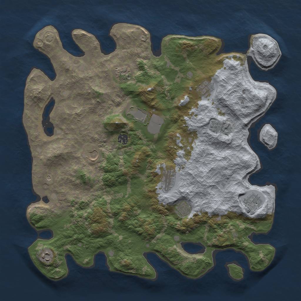 Rust Map: Barren, Size: 4250, Seed: 600745185, 14 Monuments