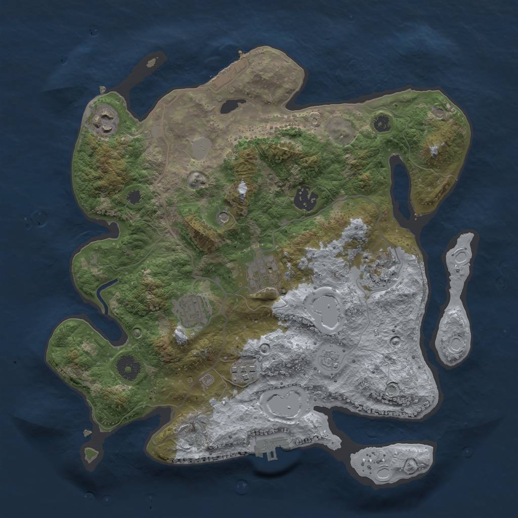 Rust Map: Procedural Map, Size: 3250, Seed: 184689344, 13 Monuments