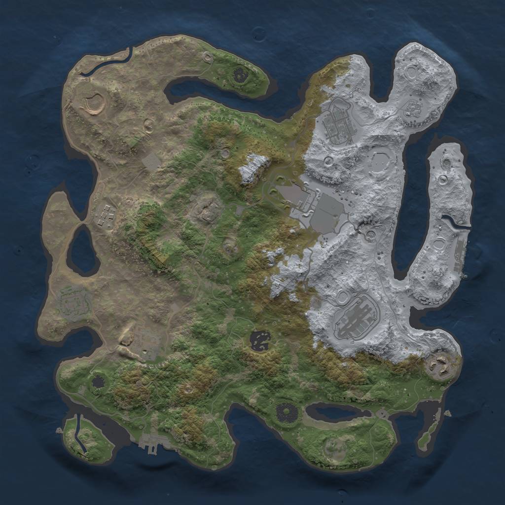 Rust Map: Procedural Map, Size: 3500, Seed: 694630155, 16 Monuments