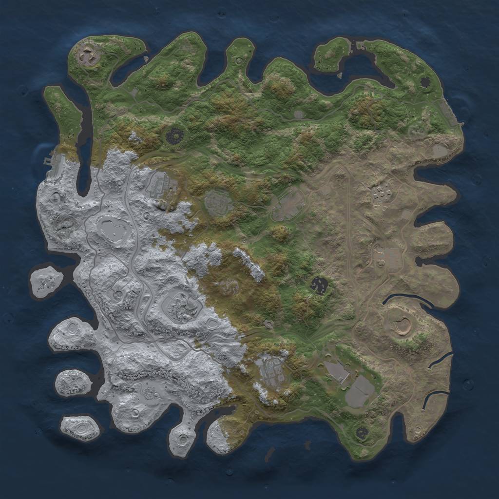 Rust Map: Procedural Map, Size: 4250, Seed: 642644215, 18 Monuments