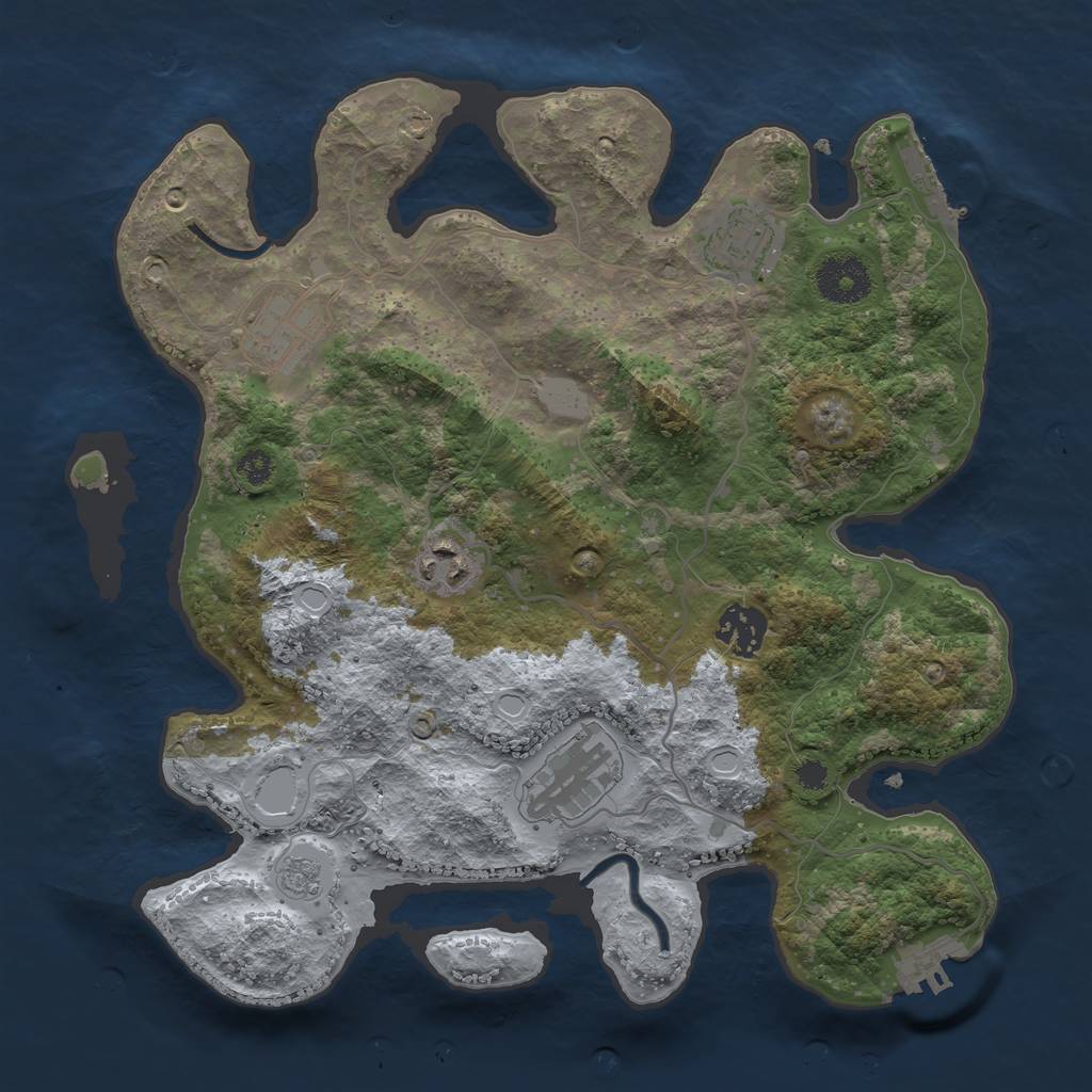 Rust Map: Procedural Map, Size: 3200, Seed: 1249, 11 Monuments