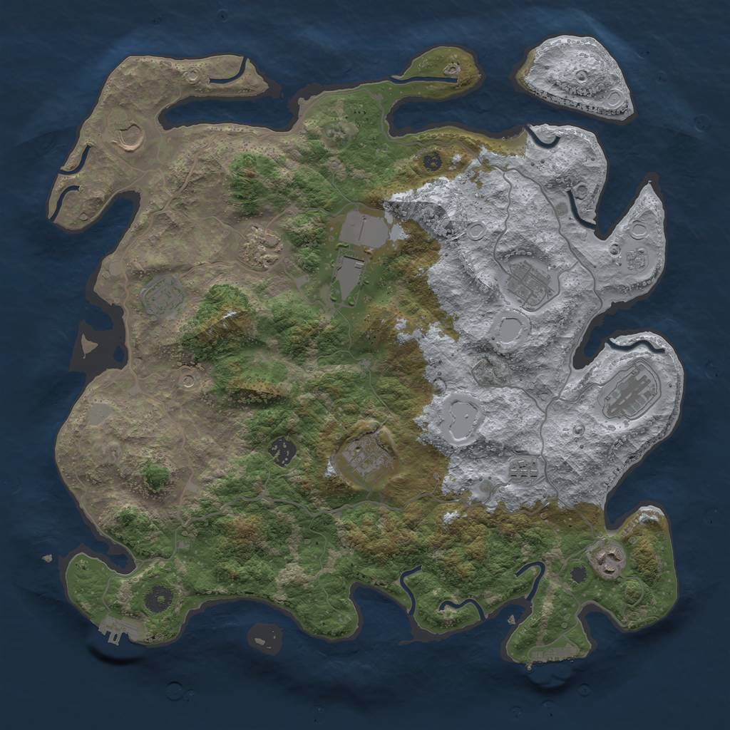 Rust Map: Procedural Map, Size: 4050, Seed: 357099345, 17 Monuments