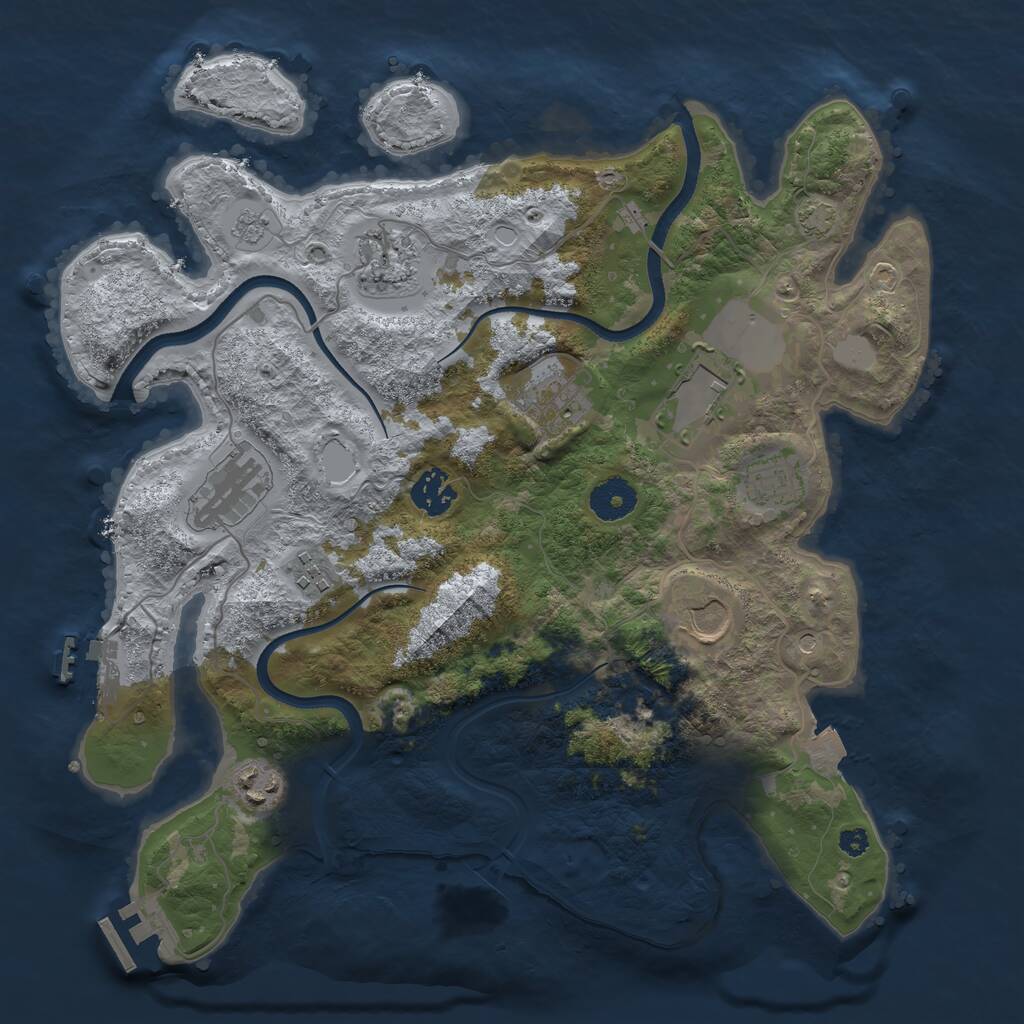 Rust Map: Procedural Map, Size: 3500, Seed: 390904761, 15 Monuments