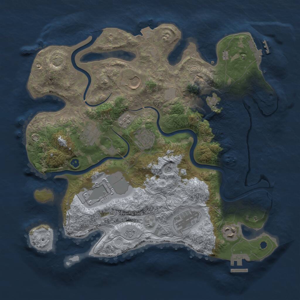 Rust Map: Procedural Map, Size: 3500, Seed: 1807323892, 14 Monuments