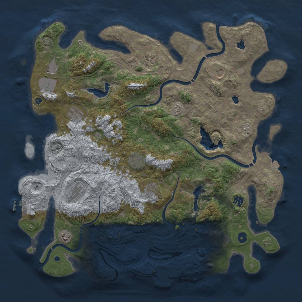 Rust Map: Procedural Map, Size: 4500, Seed: 1999215825, 16 Monuments