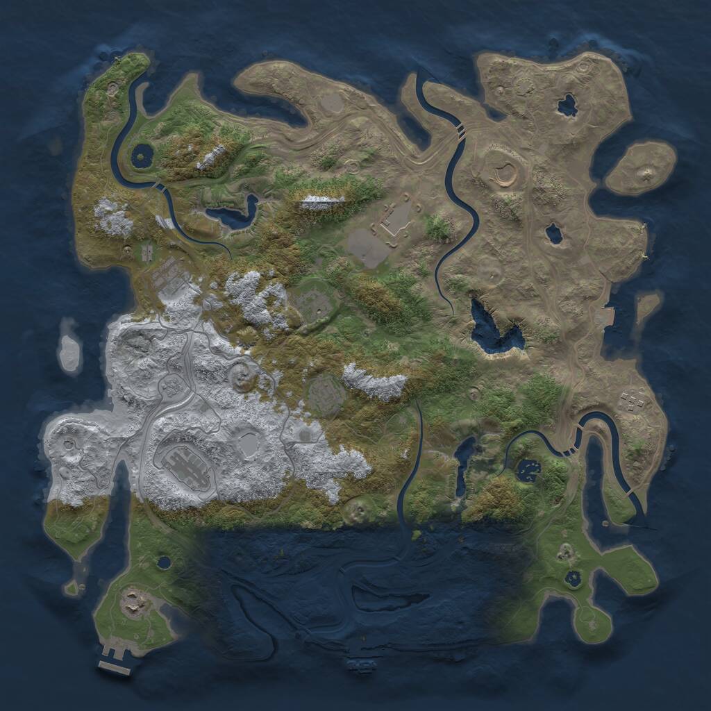 Rust Map: Procedural Map, Size: 4500, Seed: 1999215825, 15 Monuments