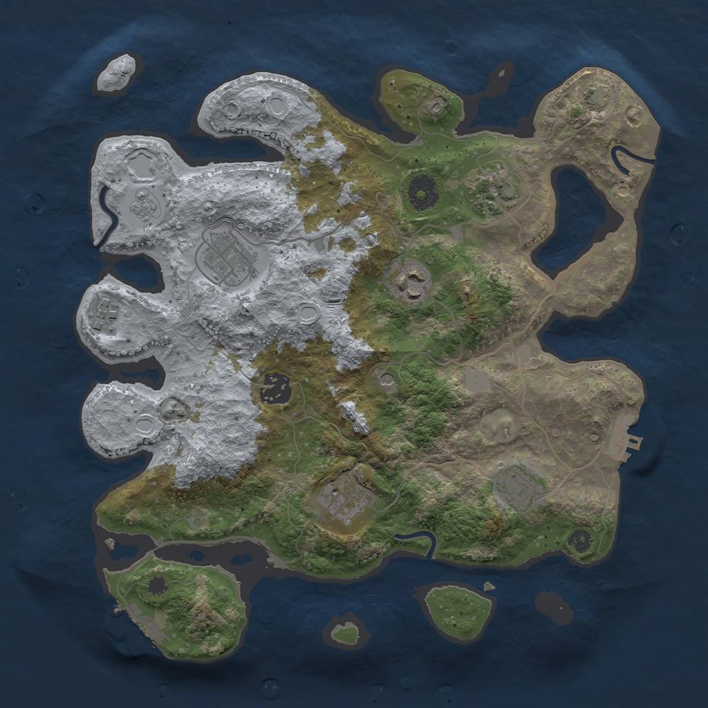 Rust Map: Procedural Map, Size: 3250, Seed: 208861054, 15 Monuments