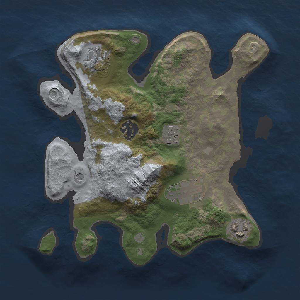 Rust Map: Barren, Size: 2500, Seed: 345, 8 Monuments