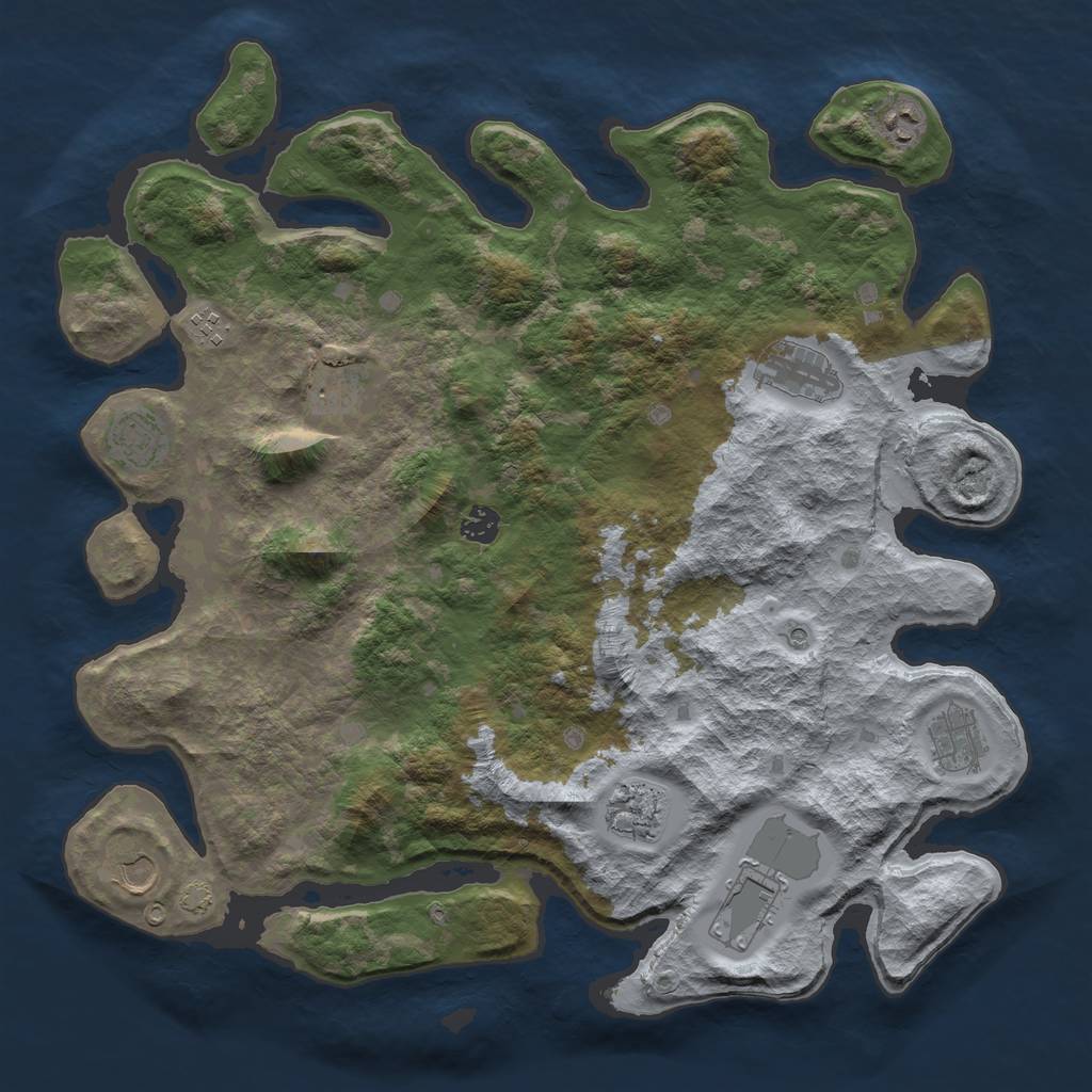 Rust Map: Barren, Size: 4250, Seed: 257537525, 14 Monuments