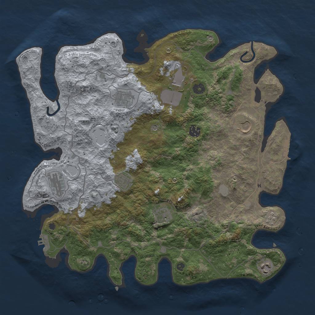 Rust Map: Procedural Map, Size: 4000, Seed: 87654233, 16 Monuments
