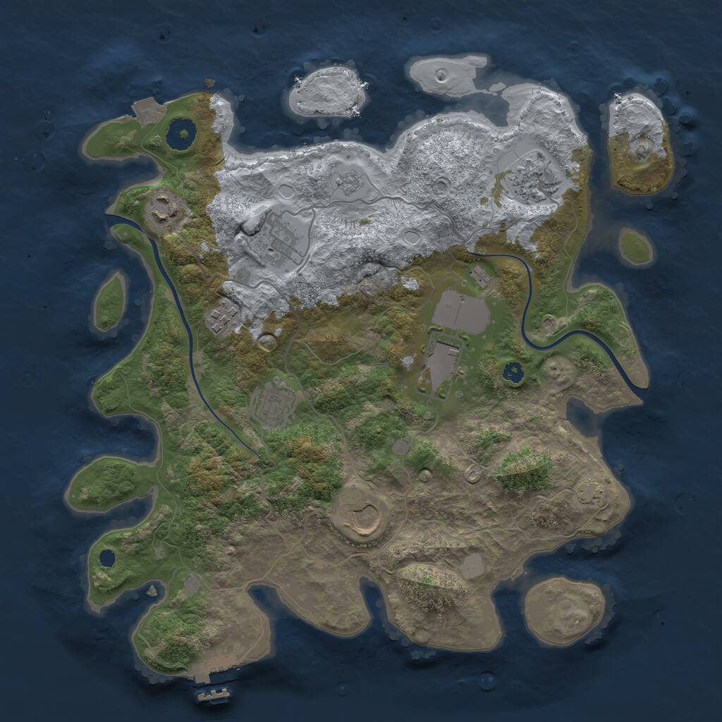 Rust Map: Procedural Map, Size: 3500, Seed: 342644340, 11 Monuments