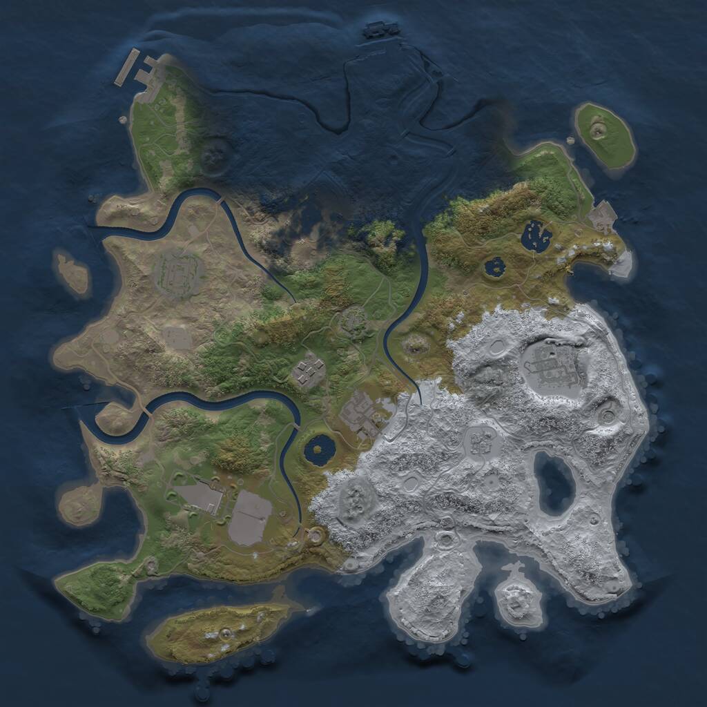 Rust Map: Procedural Map, Size: 3500, Seed: 121794, 13 Monuments