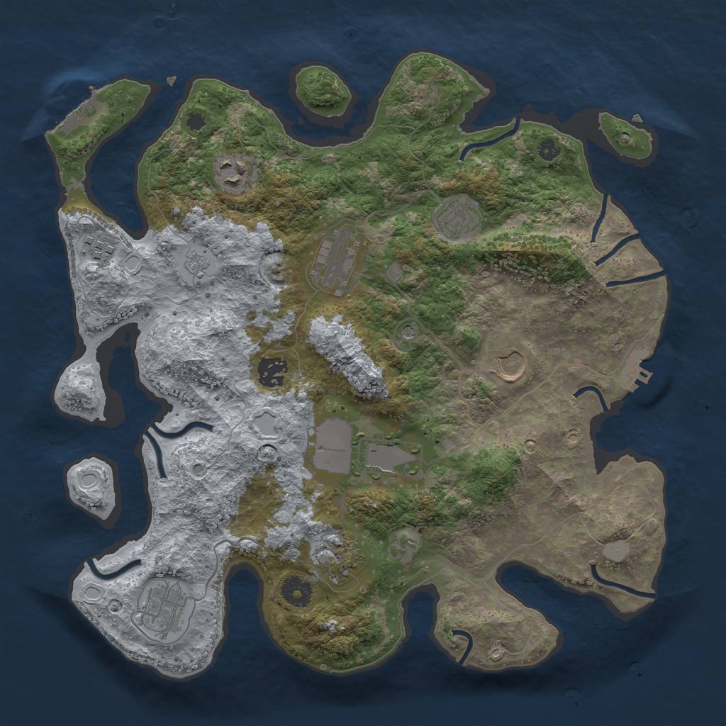 Rust Map: Procedural Map, Size: 3550, Seed: 166554, 16 Monuments