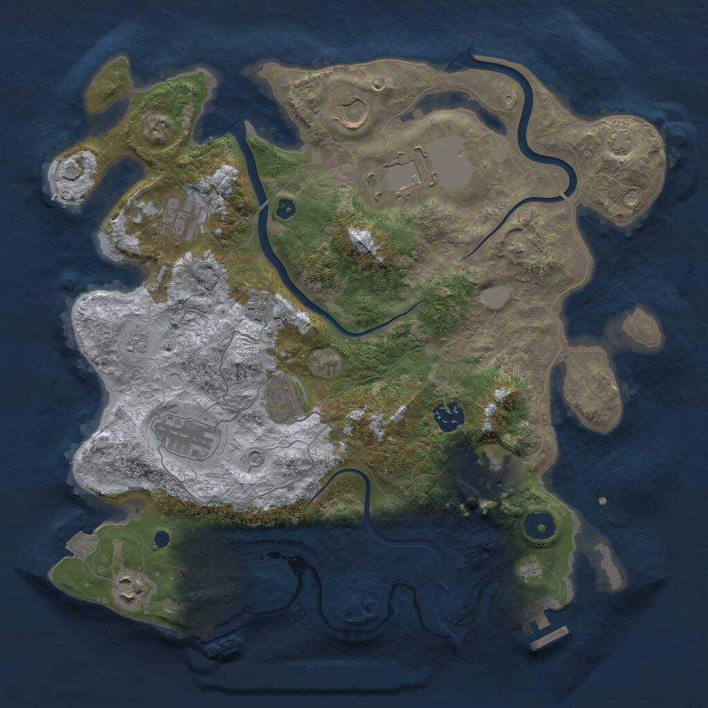 Rust Map: Procedural Map, Size: 3550, Seed: 469662, 15 Monuments