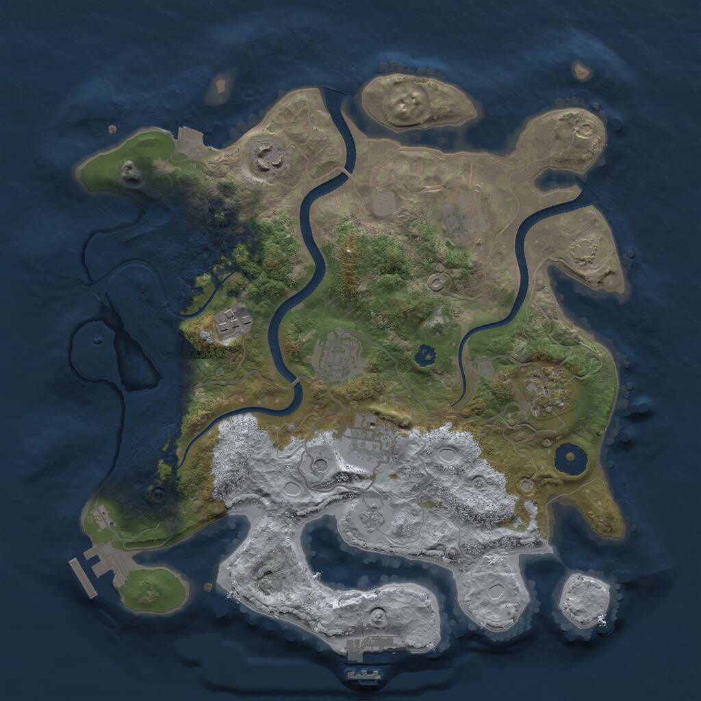 Rust Map: Procedural Map, Size: 3250, Seed: 505810920, 12 Monuments
