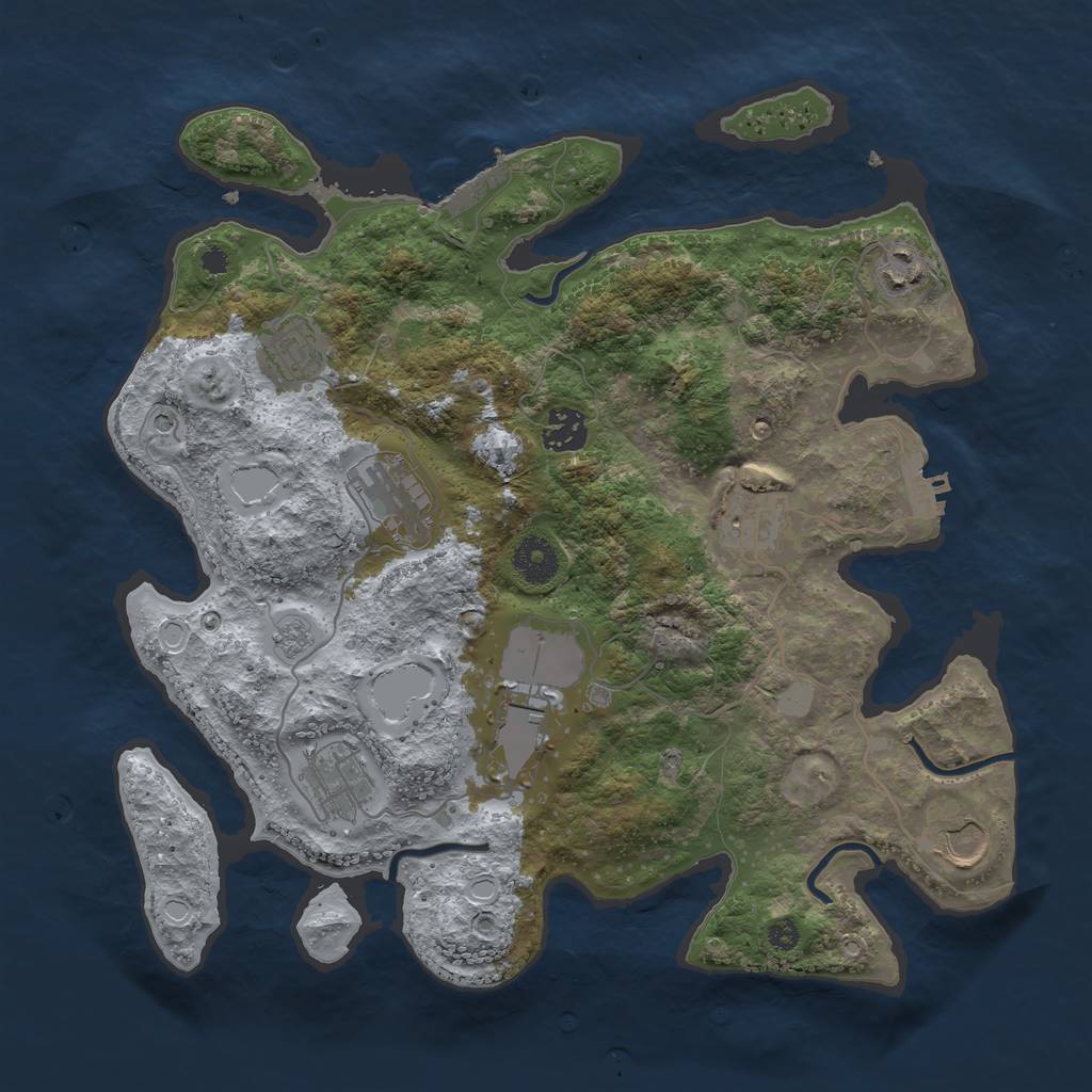 Rust Map: Procedural Map, Size: 3550, Seed: 225916, 15 Monuments