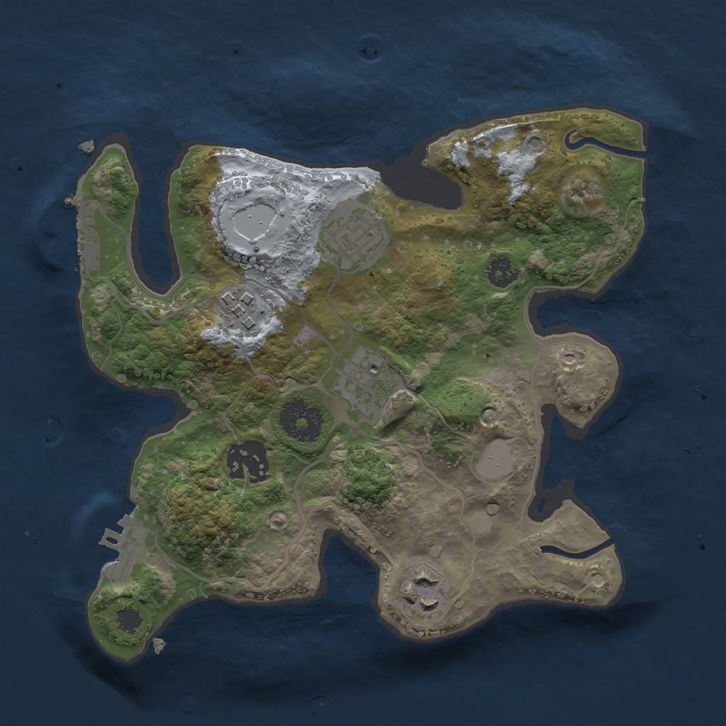 Rust Map: Procedural Map, Size: 2500, Seed: 950522975, 10 Monuments