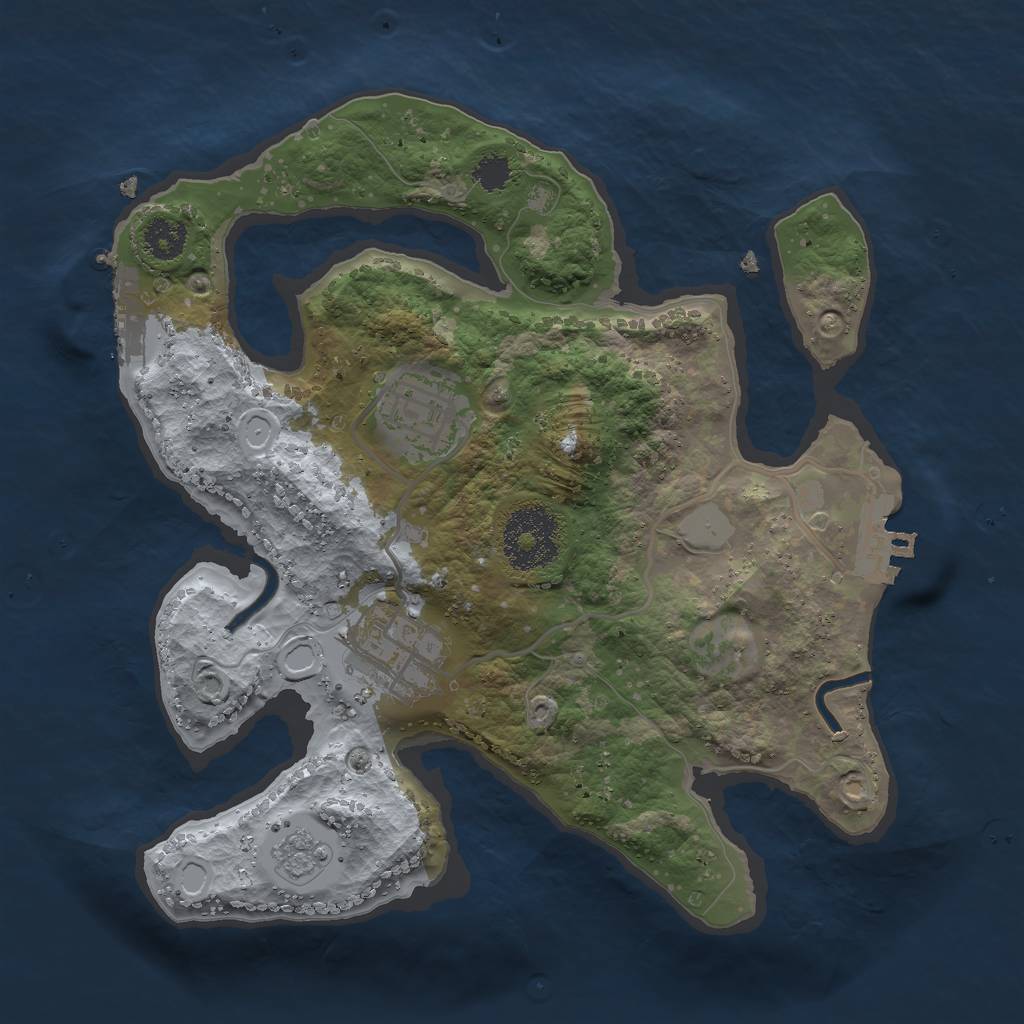 Rust Map: Procedural Map, Size: 2500, Seed: 384806989, 8 Monuments
