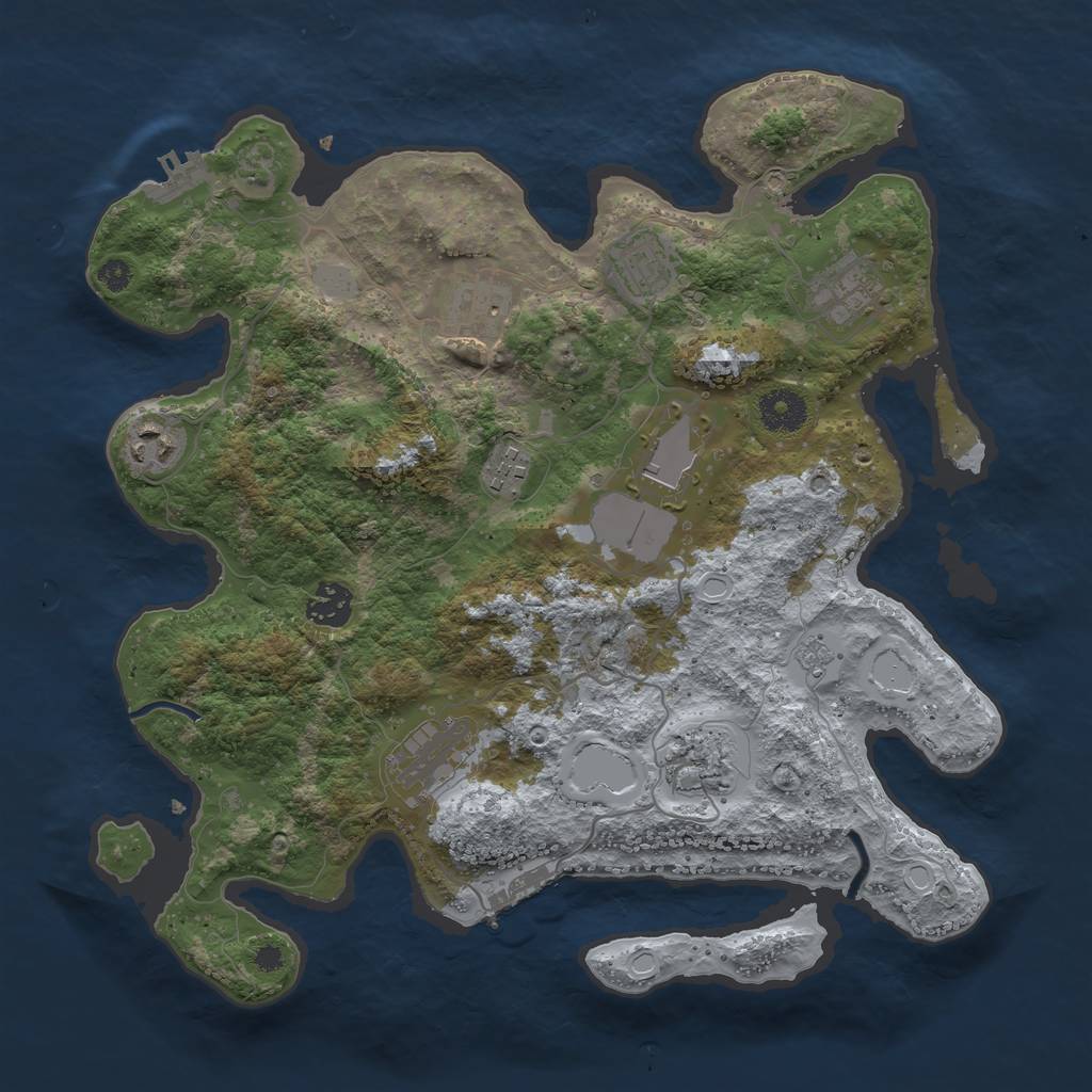 Rust Map: Procedural Map, Size: 3550, Seed: 104434, 15 Monuments