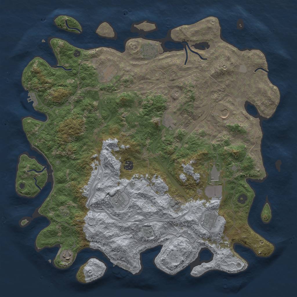 Rust Map: Procedural Map, Size: 4500, Seed: 1691769759, 17 Monuments