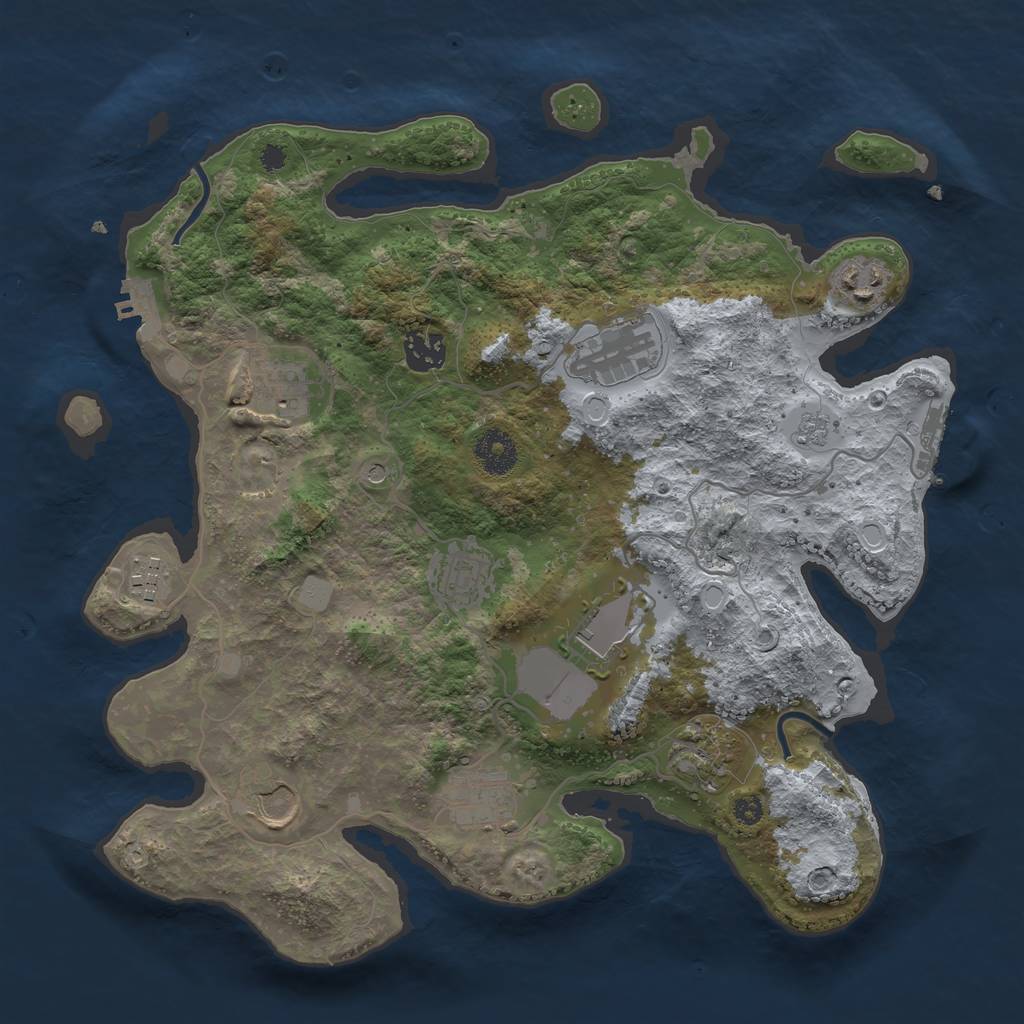 Rust Map: Procedural Map, Size: 3500, Seed: 1258724267, 17 Monuments