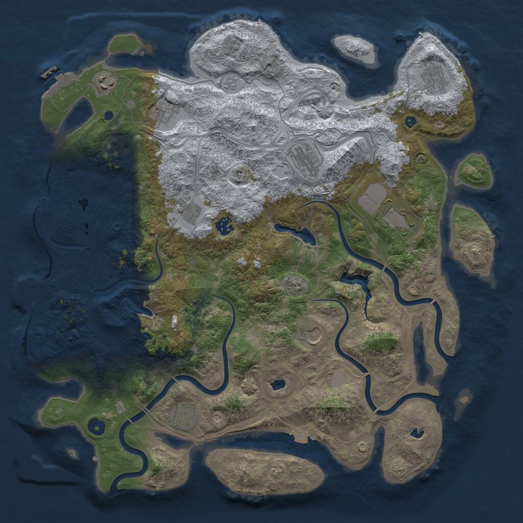 Rust Map: Procedural Map, Size: 4500, Seed: 1590367086, 16 Monuments