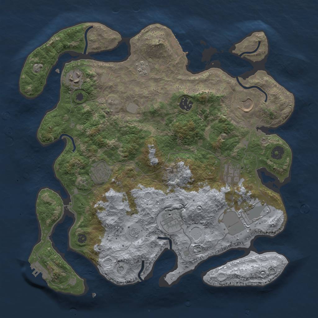 Rust Map: Procedural Map, Size: 3550, Seed: 221990, 15 Monuments