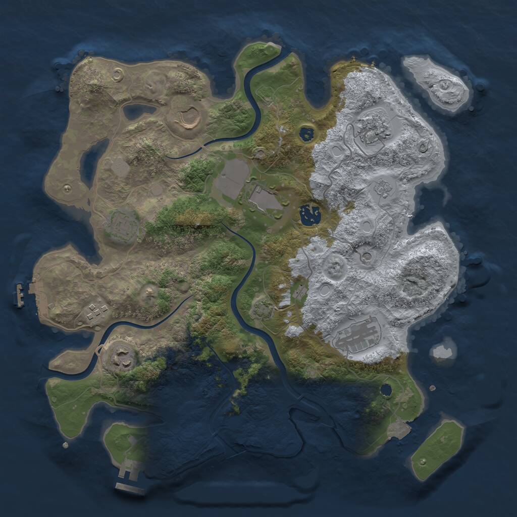 Rust Map: Procedural Map, Size: 3550, Seed: 844362, 14 Monuments