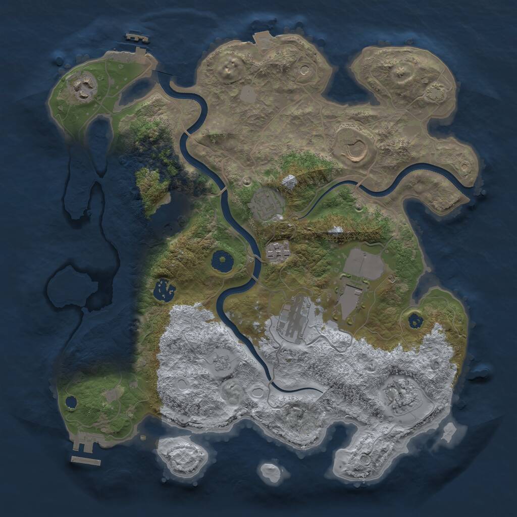 Rust Map: Procedural Map, Size: 3540, Seed: 401085, 15 Monuments