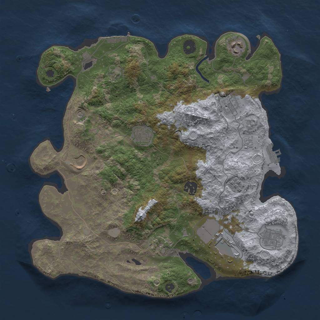 Rust Map: Procedural Map, Size: 3500, Seed: 2872813, 16 Monuments