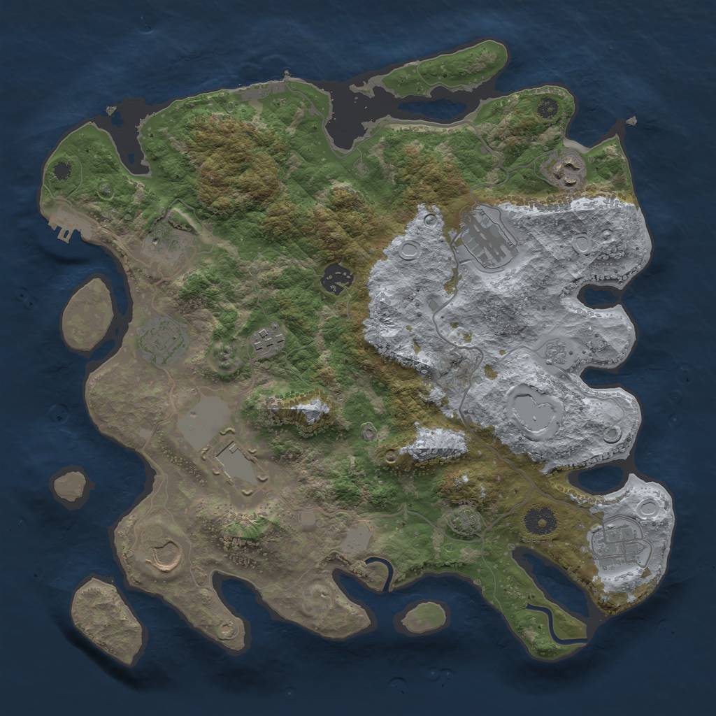 Rust Map: Procedural Map, Size: 3550, Seed: 443134, 16 Monuments