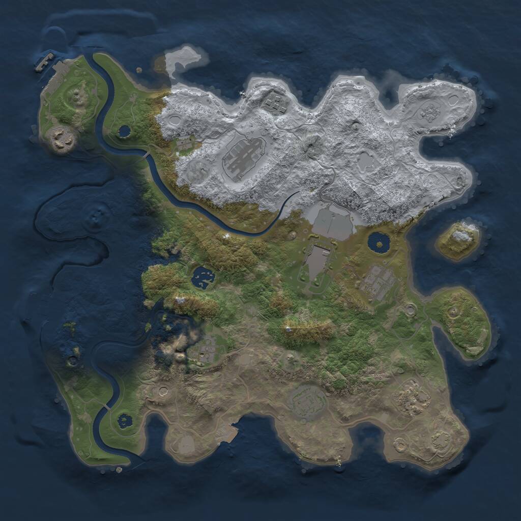 Rust Map: Procedural Map, Size: 3550, Seed: 499261, 15 Monuments