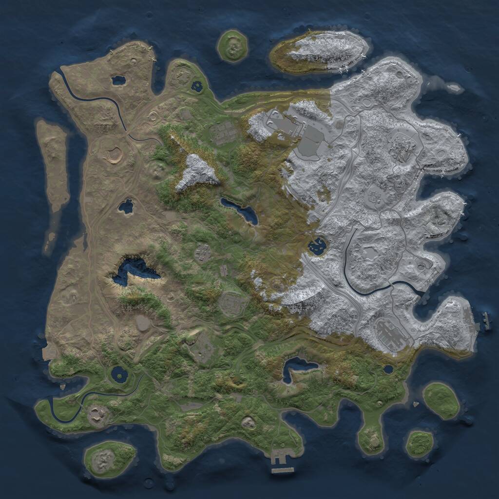 Rust Map: Procedural Map, Size: 4500, Seed: 1991126098, 16 Monuments